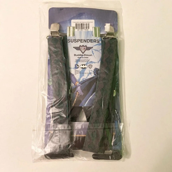 DC Comics Batman Joker Diamonds Grey and Green Buckle Down Suspenders - Picture 6 of 15